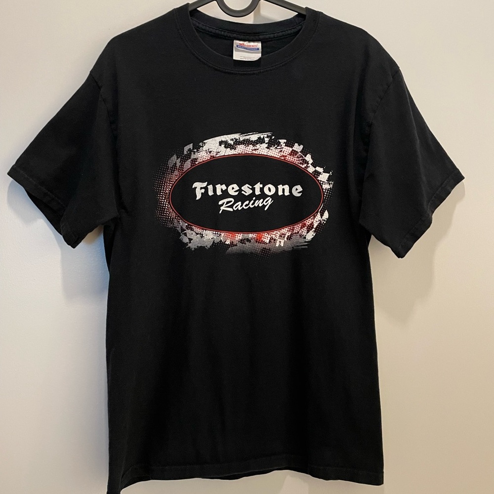 Hanes Black Racing Tee Size Medium